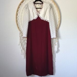 Vintage Cottagecore Velvet and Lace Maxi Dress